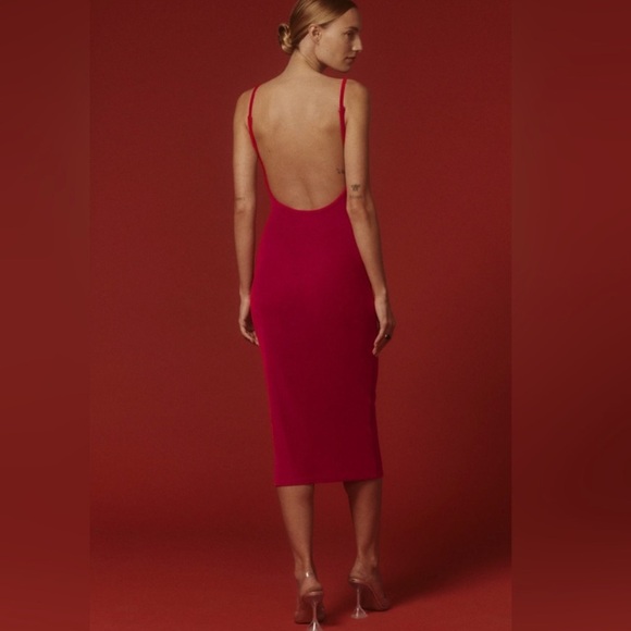 Reformation Merel Velvet Dress in Red Sz.M - Picture 2 of 13